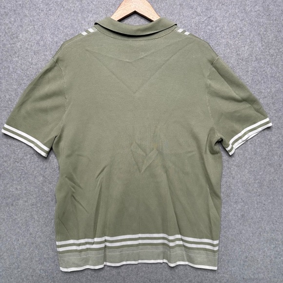 Express Mens Sage Green Geometric Knit Button Front Polo Shirt Large 03986692 - Picture 3 of 8